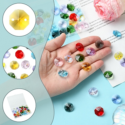 48Pcs 8 Colors Electroplate Glass Links Connectors EGLA-FS0001-48-1