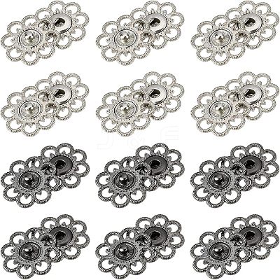 20 Sets 2 Colors Hollow Alloy Snap Buttons BUTT-NB0001-38-1
