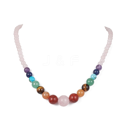 Natural Mixed Gemstone Graduated Beaded Necklaces NJEW-JN04492-1