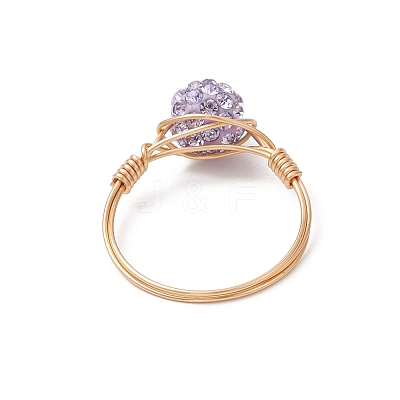 Handmade Polymer Clay Rhinestone Finger Rings for Women RJEW-JR00920-02-1