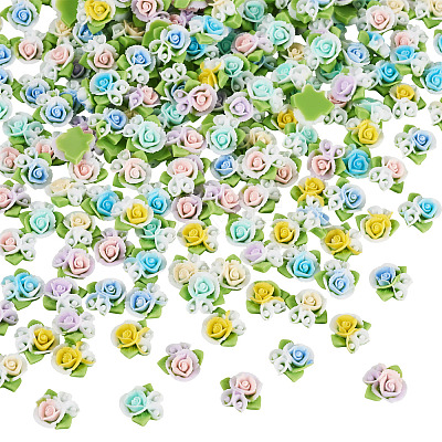 200Pcs Flower Opaque Resin Cabochons CRES-TA0001-73-1