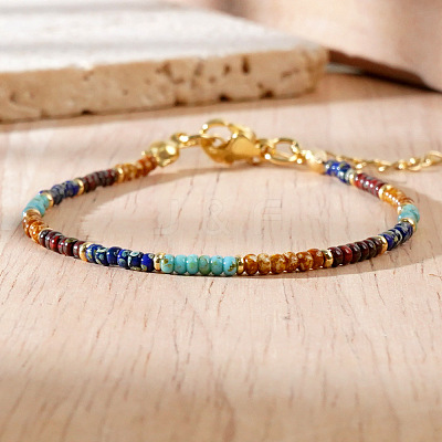 Natural Imperial Jasper & Synthetic Turquoise Beaded Bracelets for Women LS-CX4313-1