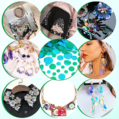 690Pcs 6 Style Iridescent PVC Paillette/Sequins Pendants KY-OC0001-31B-1
