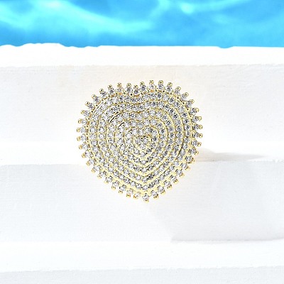 Brass Micro Pave Cubic Zirconia Cuff Rings RJEW-V007-06G-1