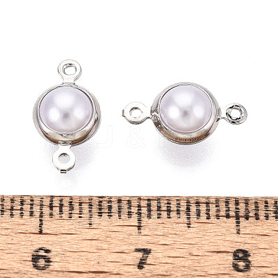 Brass ABS Imitation Pearl Connector Charms KK-N286-02A-P-1