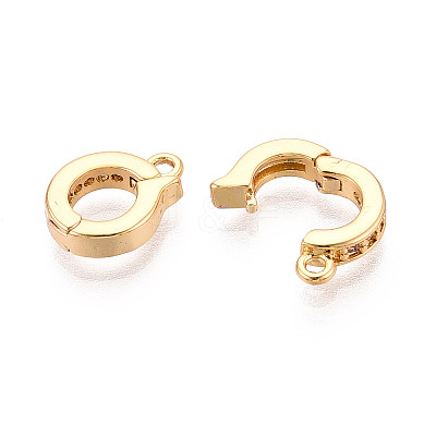Brass Pave Clear Cubic Zirconia Fold Over Clasps KK-T077-05G-1