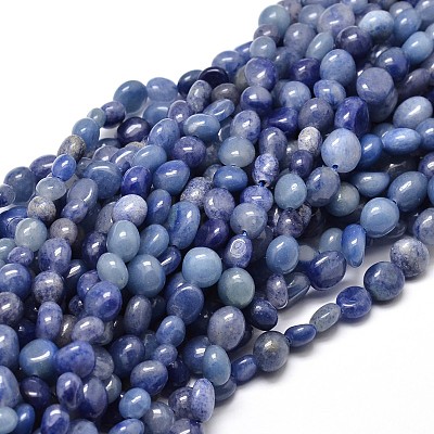 Natural Dyed & Heated Blue Aventurine Smooth Nuggets Beads Strands G-J335-34-1