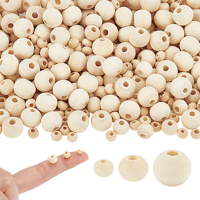 3000Pcs 3 Styles Unfinished Wood Beads WOOD-GA0001-56-1
