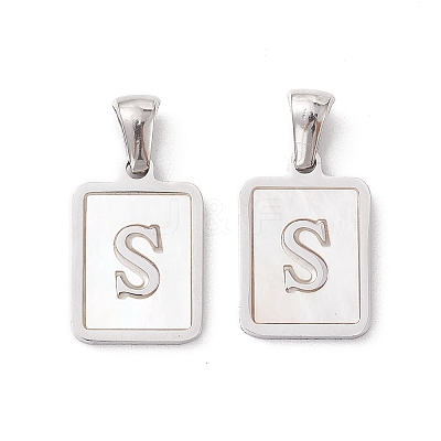 304 Stainless Steel Pave Shell Pendants STAS-G327-01P-S-1