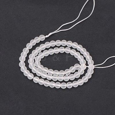 Frosted Natural Quartz Crystal Round Beads Strands G-N0151-09-6mm-1