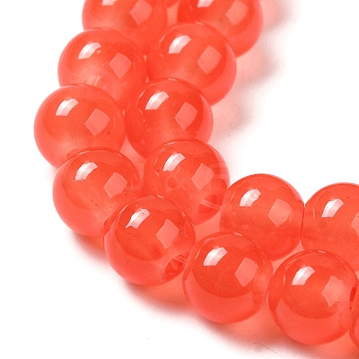 Baking Paint Imitation Jade Glass Round Bead Strands X-DGLA-Q021-8mm-32-1