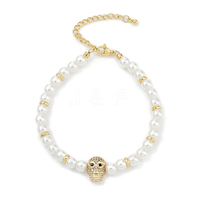 Rack Plating Brass Micro Pave Cubic Zirconia Charm Bracelets BJEW-P341-11G-02-1