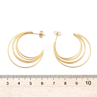 Multilayer C-Shaped 304 Stainless Steel Stud Earrings LS-EJEW-Z098-28G-1