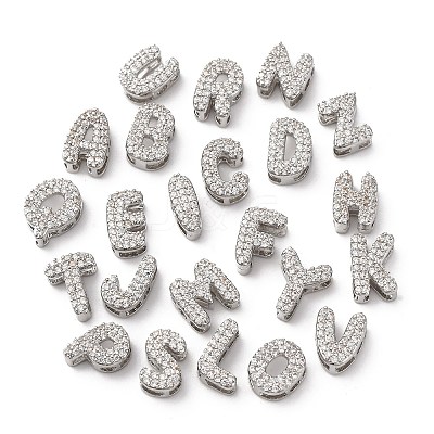 Brass Micro Pave Cubic Zirconia Beads KK-F895-19P-1
