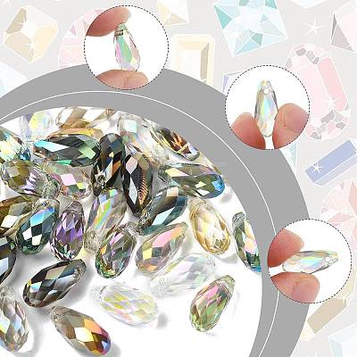 80Pcs 8 Colors Electroplate Transparent Glass Beads EGLA-FS0002-65-1