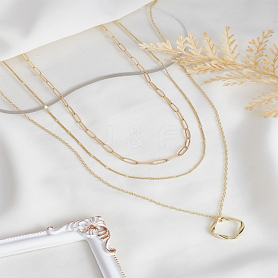 Brass 3 Layer Necklaces NJEW-LP0003-79G-1
