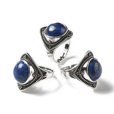 Natural Lapis Lazuli Adjustable Rings G-P560-03AS-14-1
