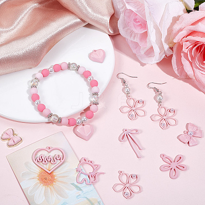 32Pcs 8 Styles Spray Painted Alloy Pendants FIND-SC0013-93-1