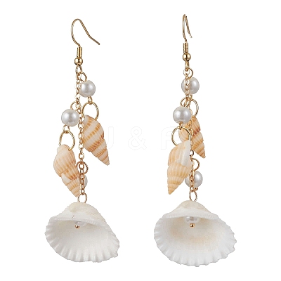 304 Stainless Steel Shell Shape Dangle Earrings EJEW-JE06382-02-1