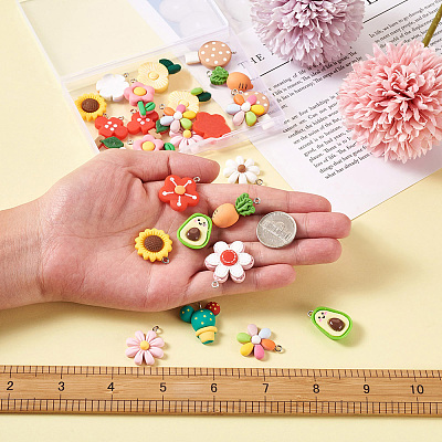28Pcs 14 Style Resin Pendants RESI-TA0001-41-1