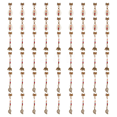 Tibetan Style Alloy & Cowrie Shell Braiding Hair Pendants Decoration OHAR-AB00016-1