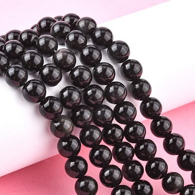 Natural Obsidian Bead Strands X-G-R173-8mm-02-1