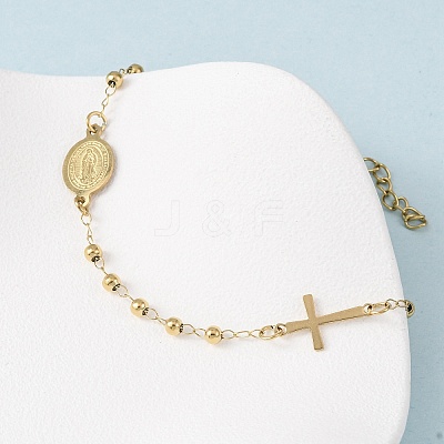 Religion 304 Stainless Steel Link Bracelets BJEW-F524-05B-G-1