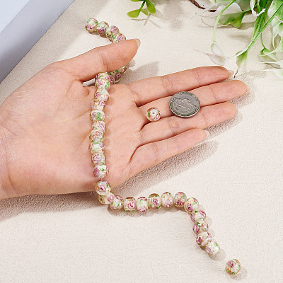 1 Strand Handmade Lampwork Inner Flower Rondelle Beads Strands LAMP-TA0002-72I-1