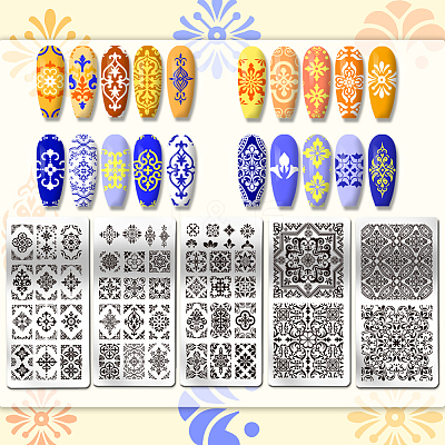 Stainless Steel DIY Nail Art Templates MRMJ-WH0098-014-1