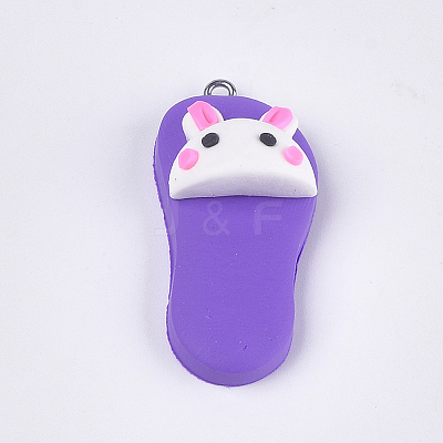 Handmade Polymer Clay Bunny Pendants CLAY-S093-04I-1