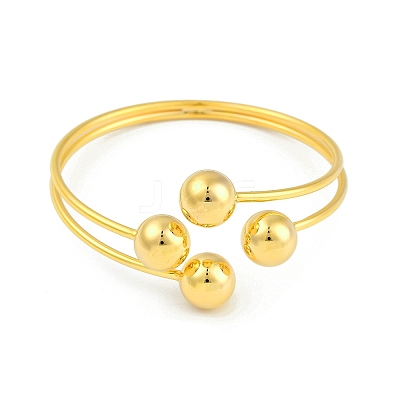 Round Brass Open Cuff Torque Bangles for Women BJEW-Z074-03G-1