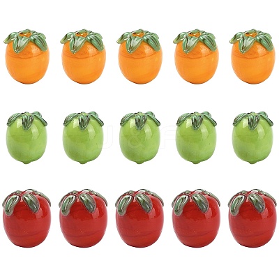 15Pcs 3 Colors Handmade Lampwork Enamel Beads LAMP-CJ0003-15-1