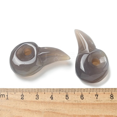 Natural Grey Agate Carved Pendants G-H089-01A-1