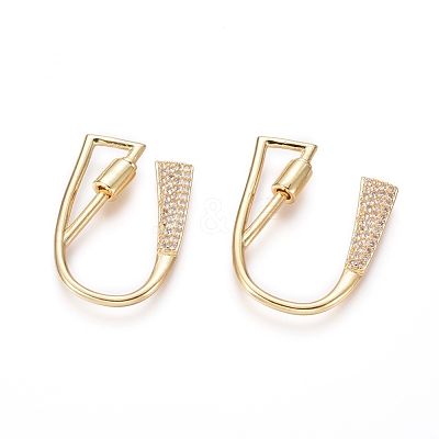 Brass Micro Pave Cubic Zirconia Screw Carabiner Lock Charms KK-I033-01G-U-1