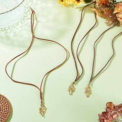 3Pcs Faux Suede Macrame Pouch  Pendant Necklaces NJEW-TAC0051-02-1