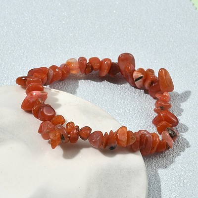Natural South Red Agate Beaded Stretch Bracelets GG-CBADCD7-01-1
