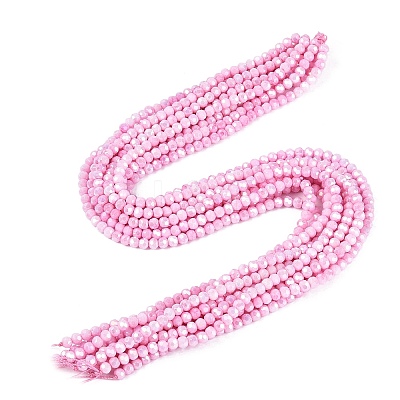 Anti-Tarnish Electroplate Glass Beads Strands EGLA-ZX010-4mm-02-1
