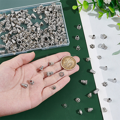 210Pcs 7 Styles Tibetan Style Alloy Bead Cap & Cone FIND-UN0015-64-1