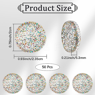 50Pcs Flat Round Glitter Powder Transparent Acrylic Loose Leaf Ring Round Binder Discs DIY-CP0012-15-1