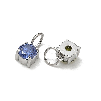304 Stainless Steel Pave Cubic Zirconia Pendants CU-CBABCF3-04P-1