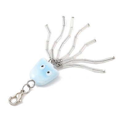 Octopus Porcelain & Glass Pendant Decorations HJEW-JM05047-1
