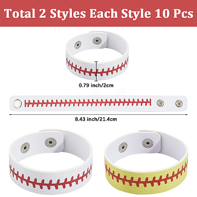 20Pcs 2 Styles Leather Wide Cord Bracelet with Snap Button for Men Women GUQI-CL0001-02B-1