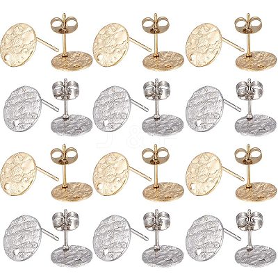 40Pcs 2 Colors Ion Plating(IP) 304 Stainless Steel Stud Earring Findings STAS-SC0005-32-1