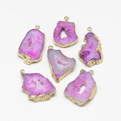Natural Druzy Agate Slices Pendants G-Q494-65D-G-1