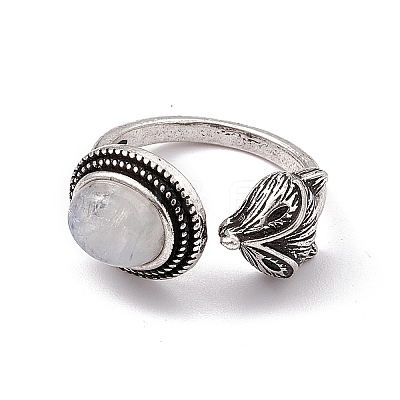 Fox Natural Rainbow Moonstone Cuff Rings KK-A173-06AS-02-1