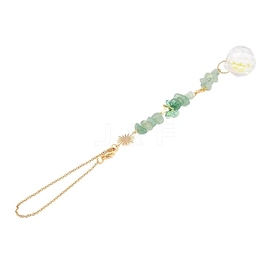 3Pcs Round Glass & Natural Amethyst & Rose Quartz & Green Aventurine Chips Hanging Suncatchers HJEW-JM04209-1