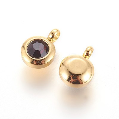 304 Stainless Steel Rhinestone Charms STAS-P237-10G-05-1