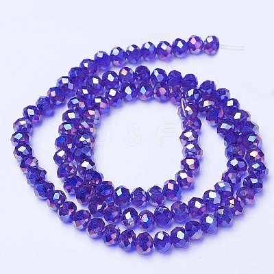 Electroplate Glass Beads Strands X-EGLA-A034-T4mm-B15-1