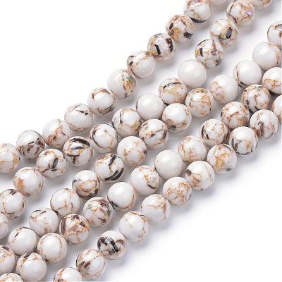 Assembled Synthetic Turquoise and Shell Beads Strands G-S212-6mm-02-1