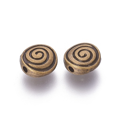 Tibetan Style Alloy Flat Round Carved Vortex Beads TIBEB-5437-AB-FF-1